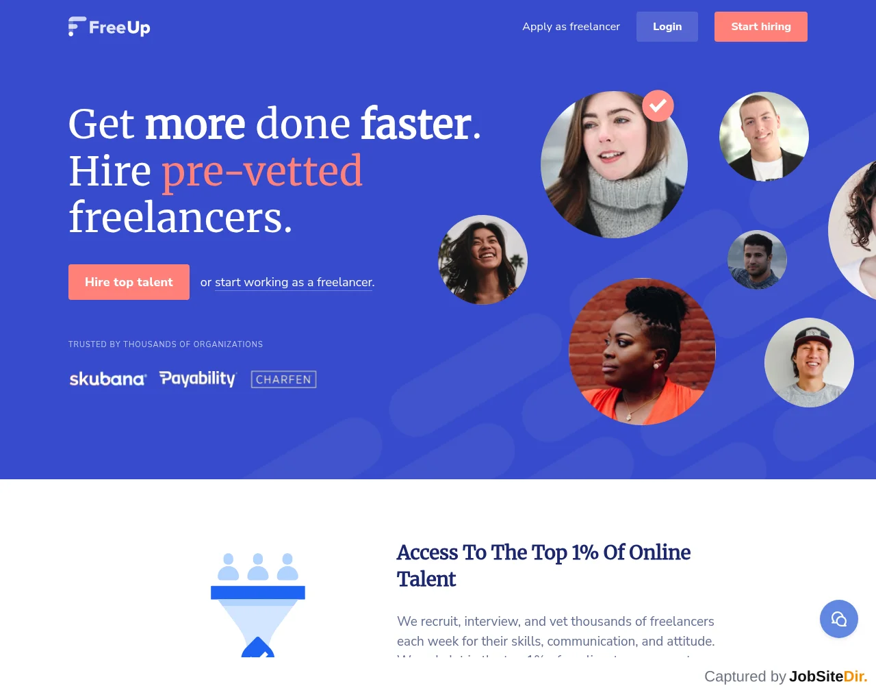 FreeUp website screenshot