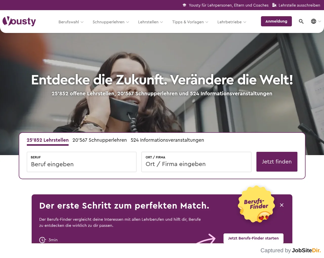 Yousty website screenshot