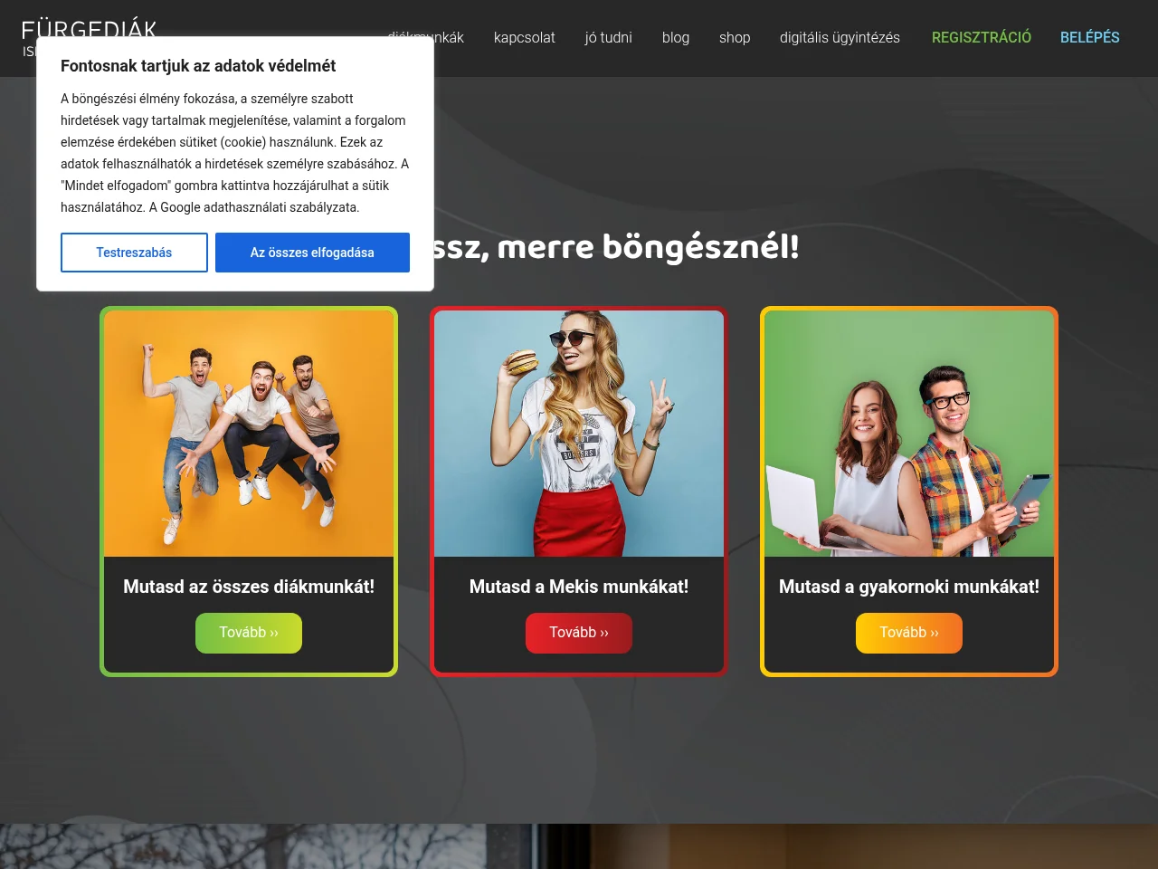 Fürge Diák Iskolaszövetkezet website screenshot