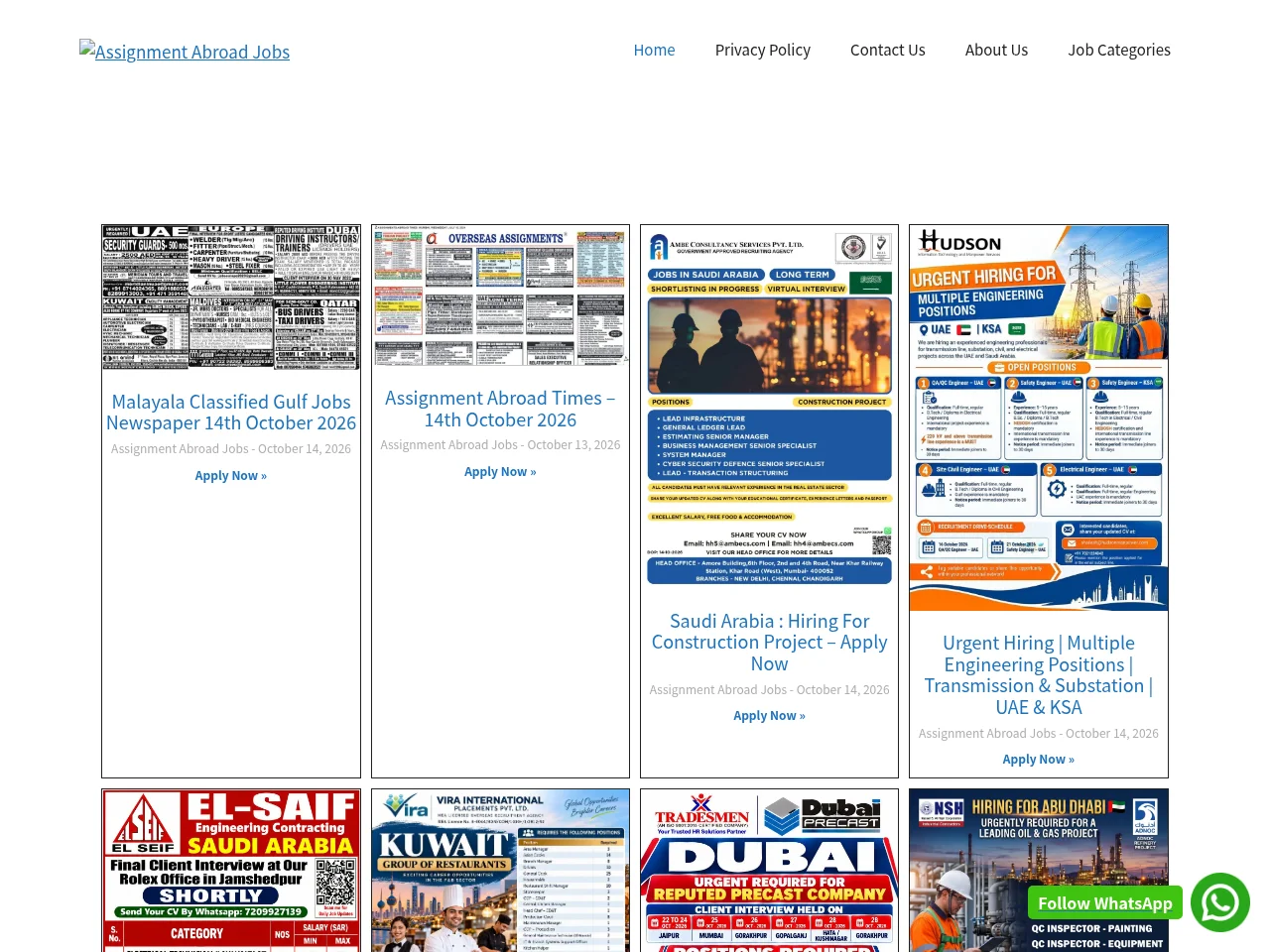 Assignment Abroad Times website screenshot