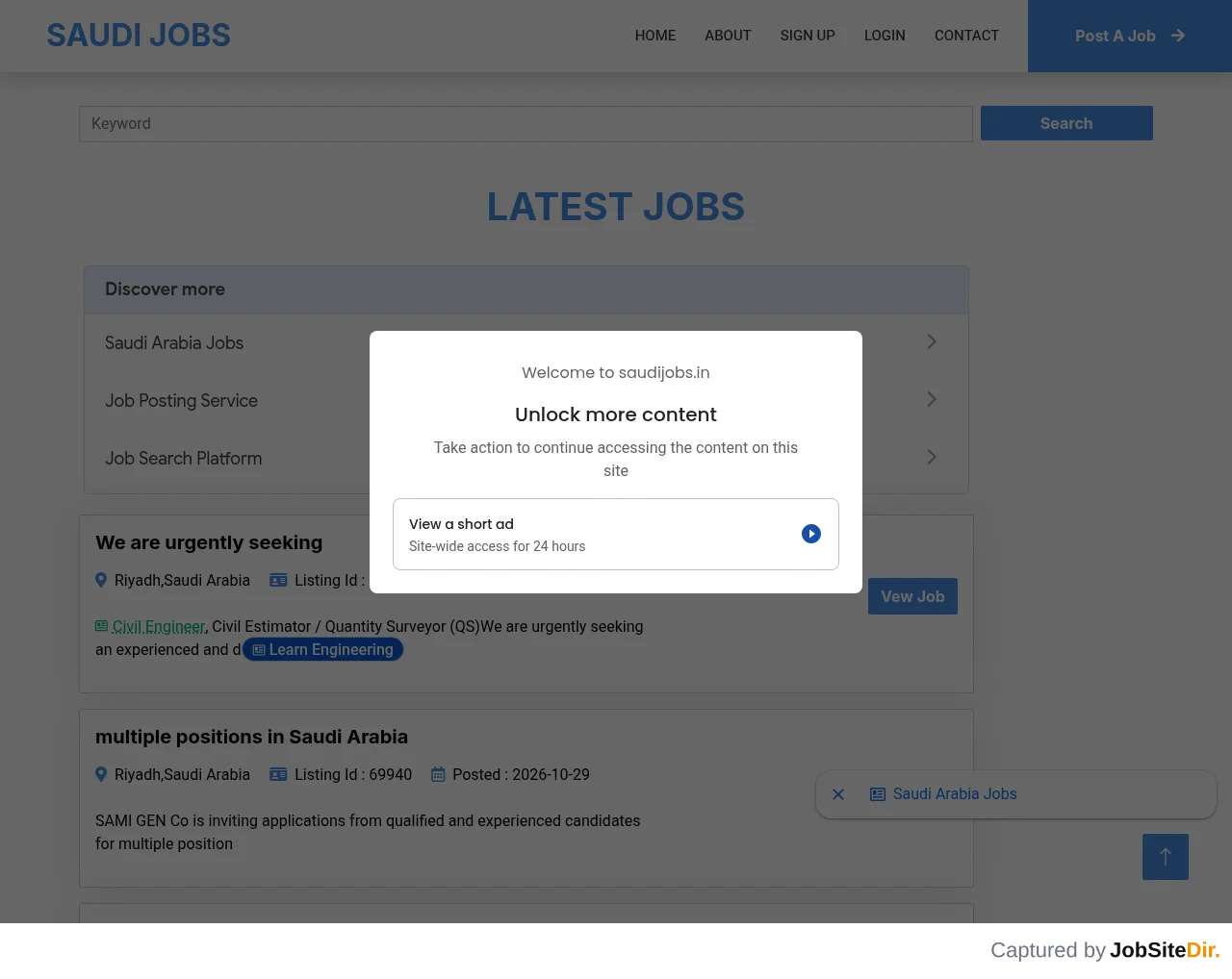 Saudi Jobs screenshot Saudi Jobs website screenshot