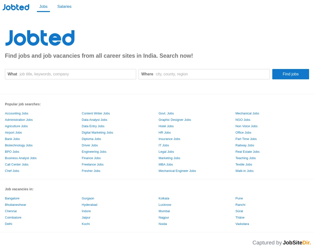 Jobted website screenshot