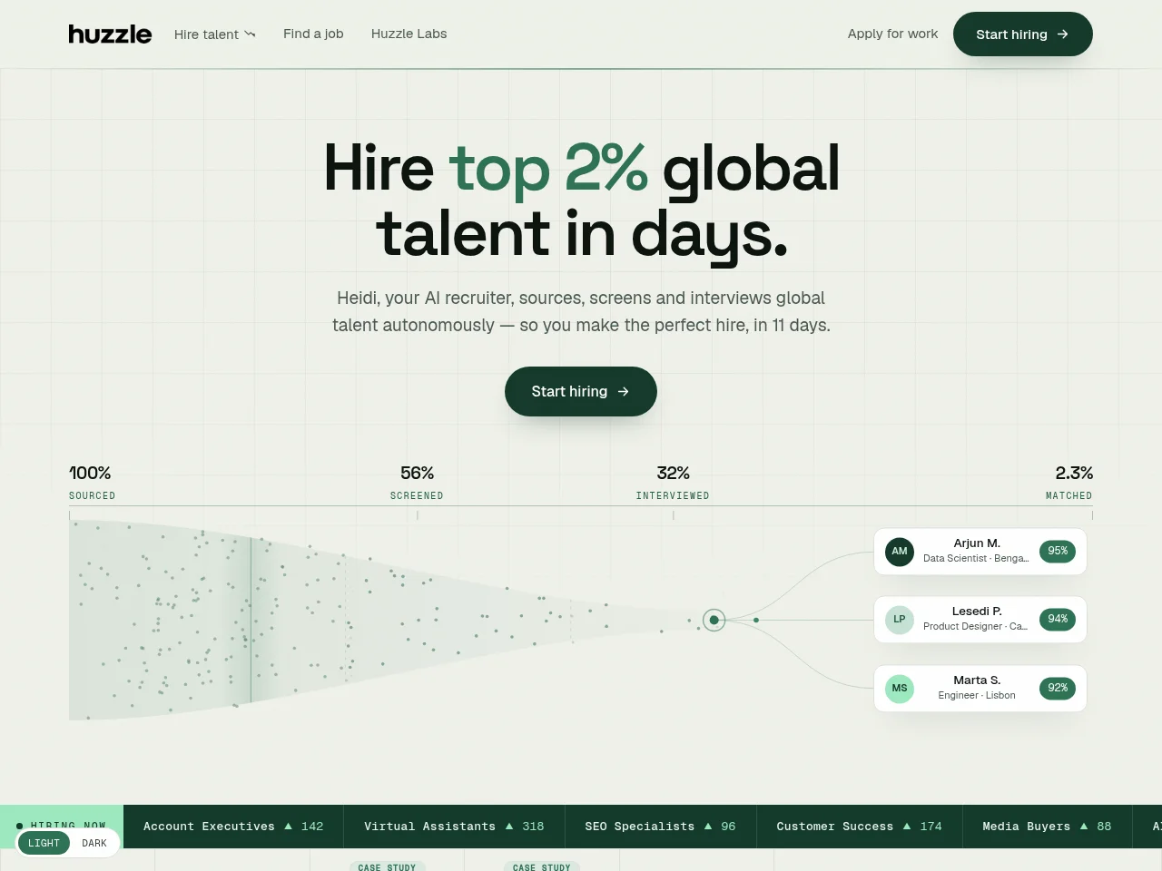 Huzzle website screenshot