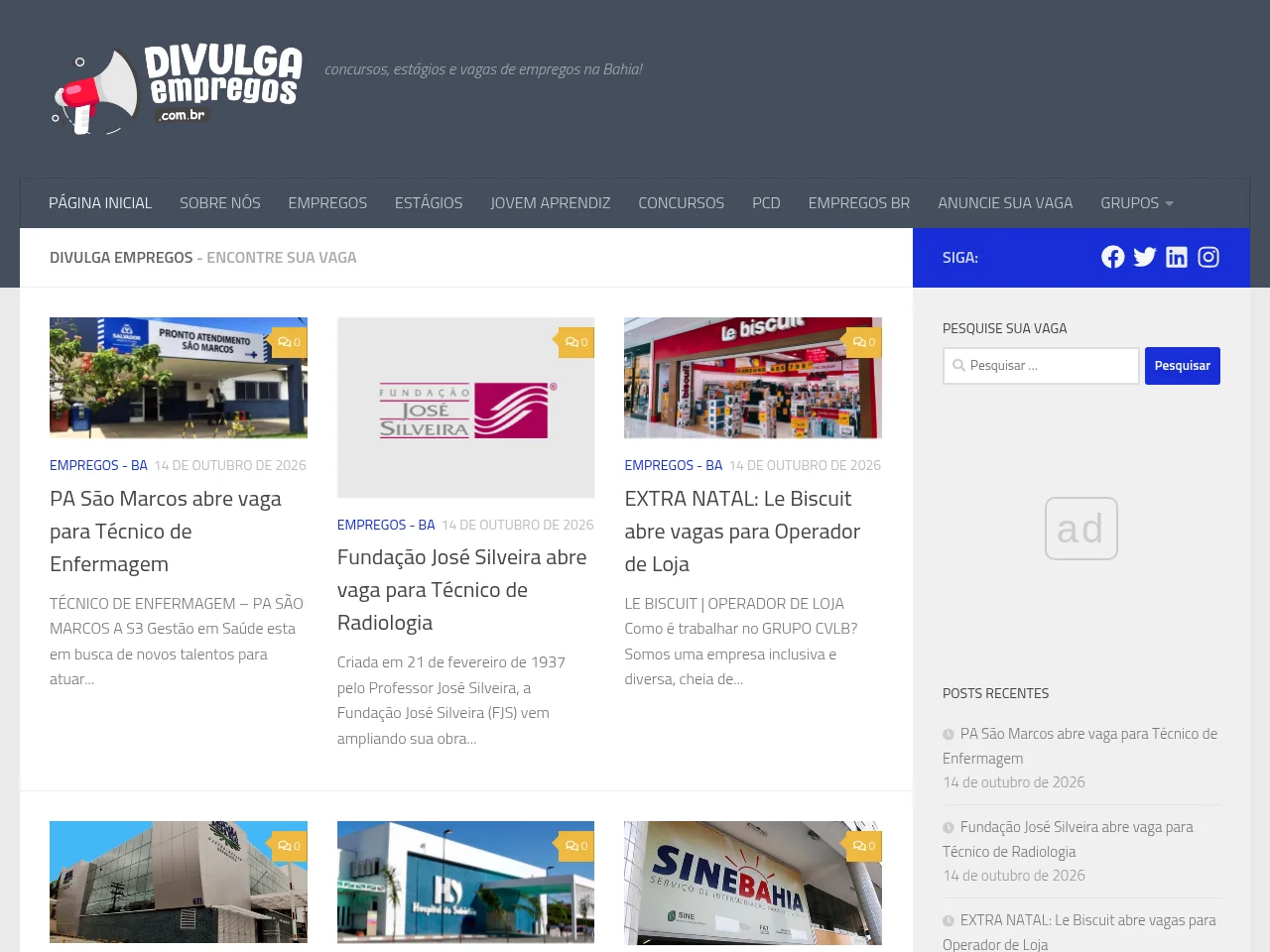 Divulga Empregos website screenshot