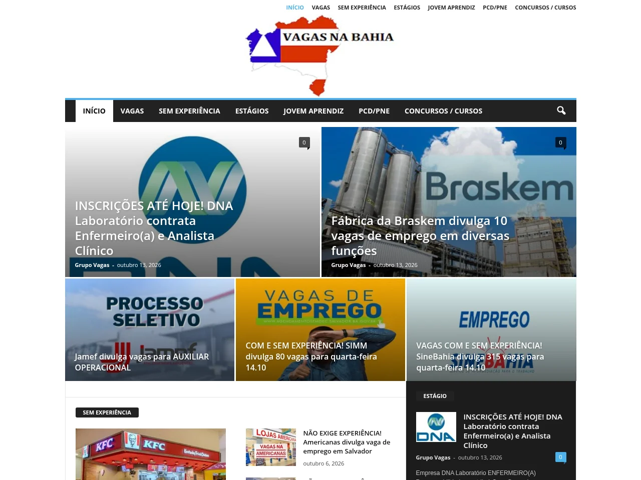 Vagas Na Bahia website screenshot