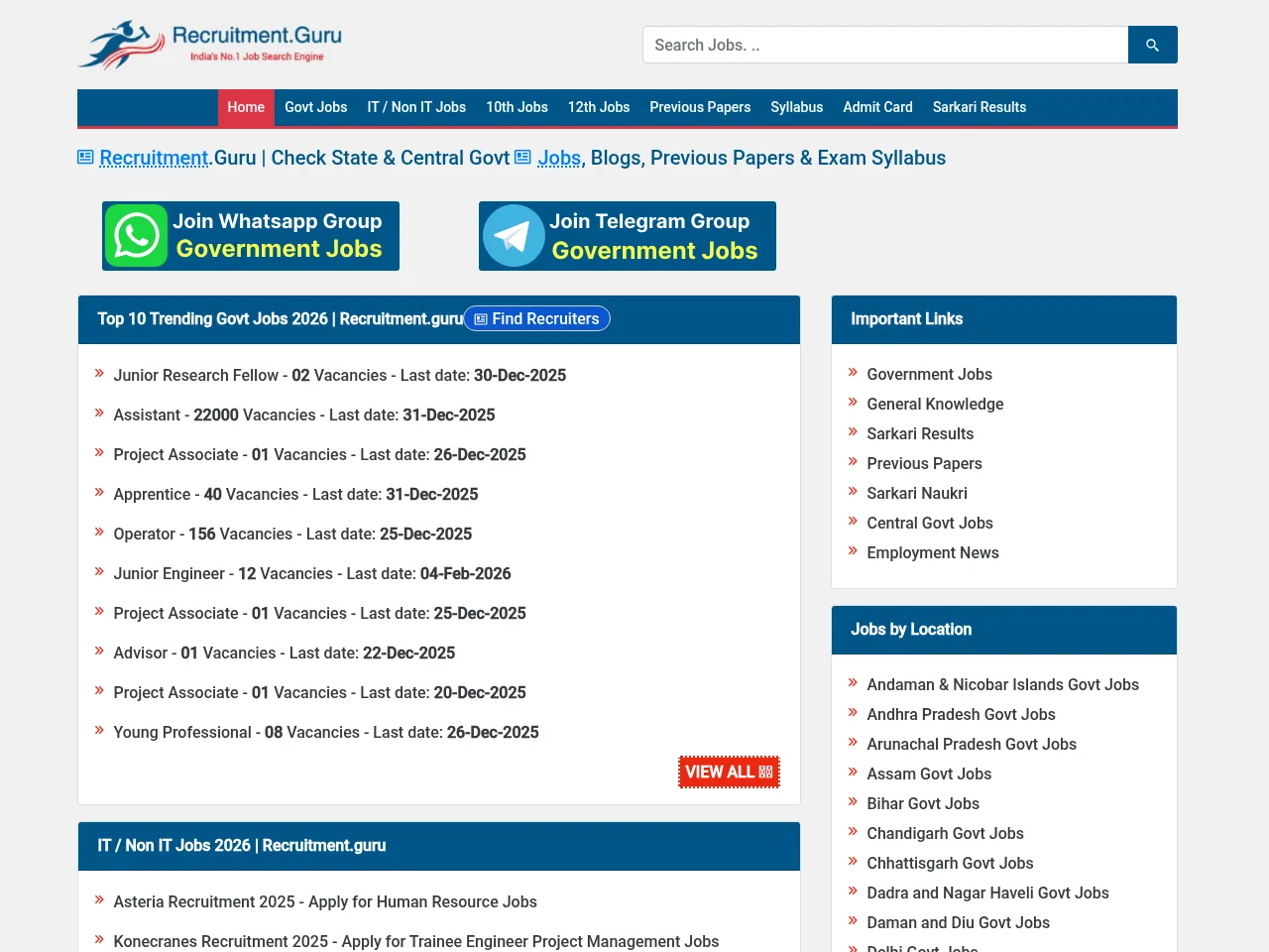 Recruitment screenshot Recruitment website screenshot