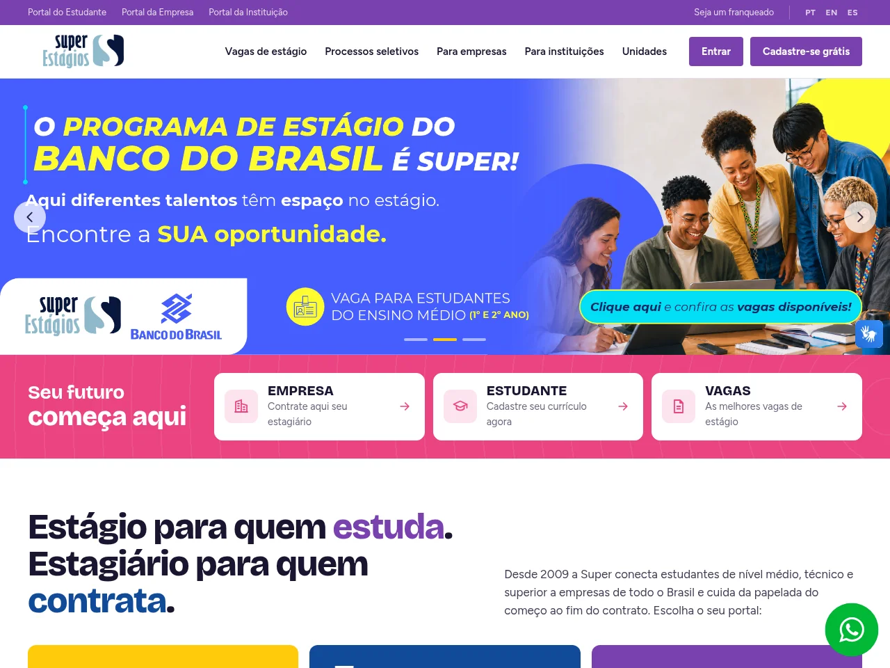 Super Estágios website screenshot