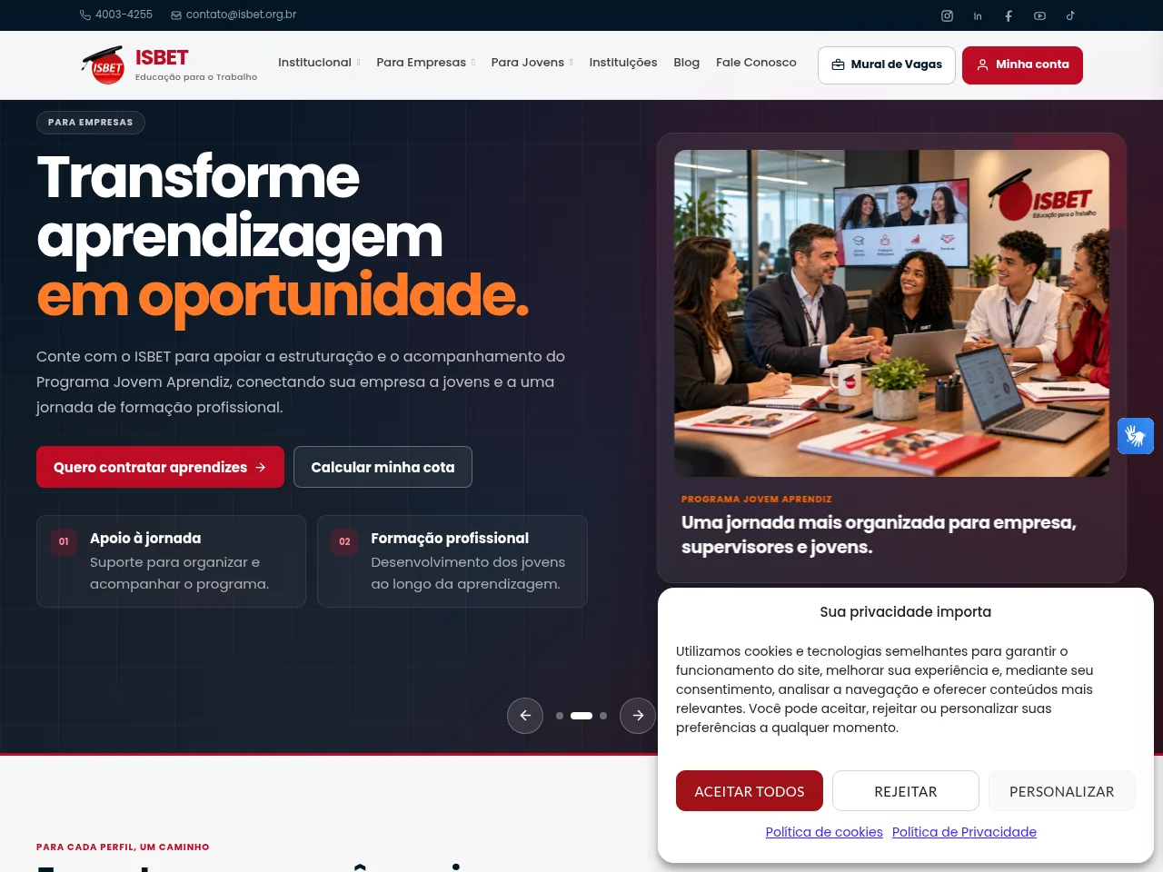 ISBET website screenshot