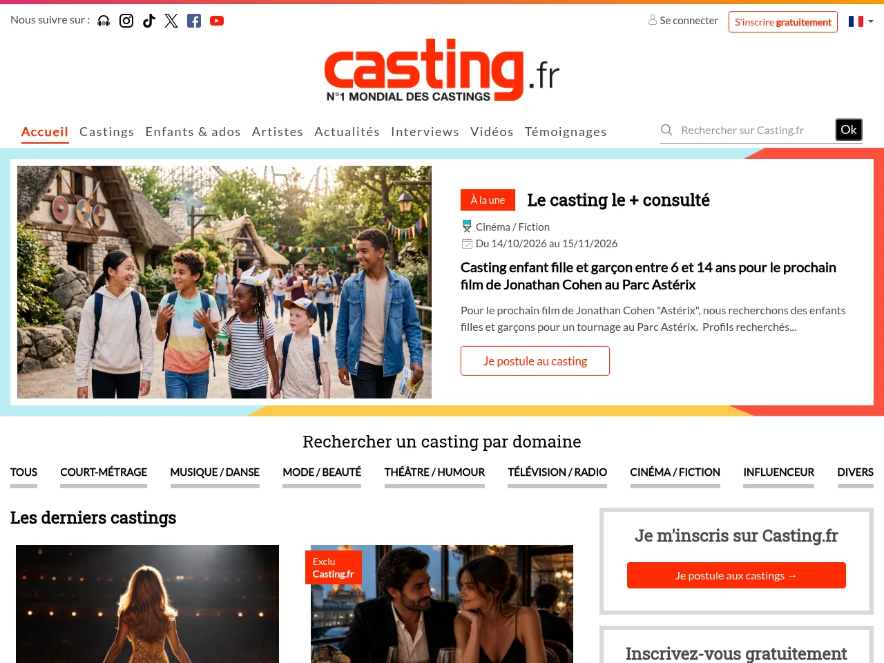 Casting screenshot Casting website screenshot