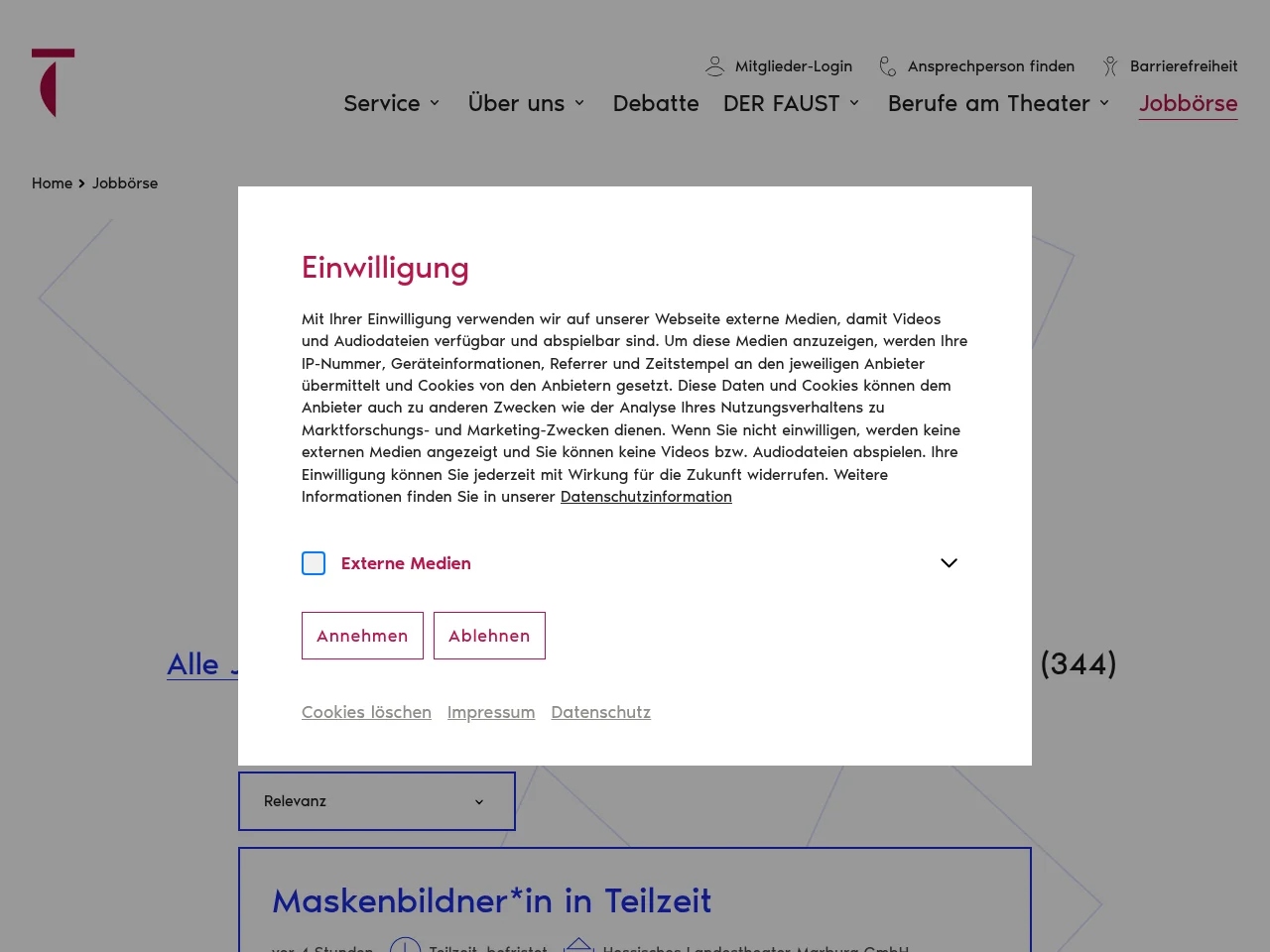 Bühnenjobs screenshot Bühnenjobs website screenshot