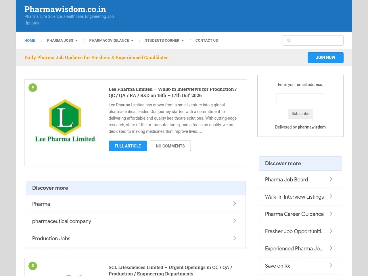 PharmaWisdom screenshot PharmaWisdom website screenshot