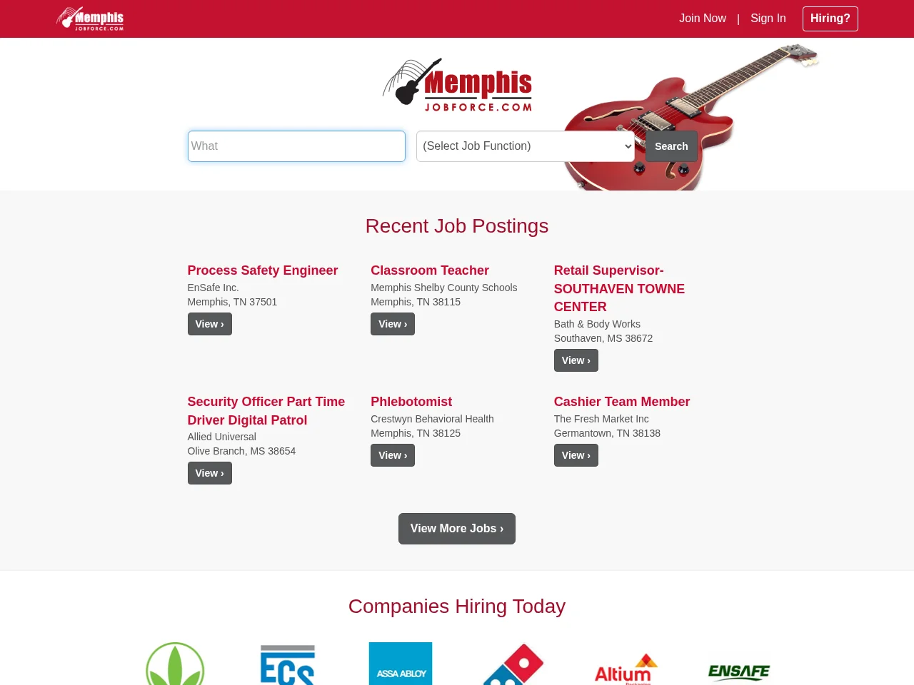 MemphisJobForce website screenshot
