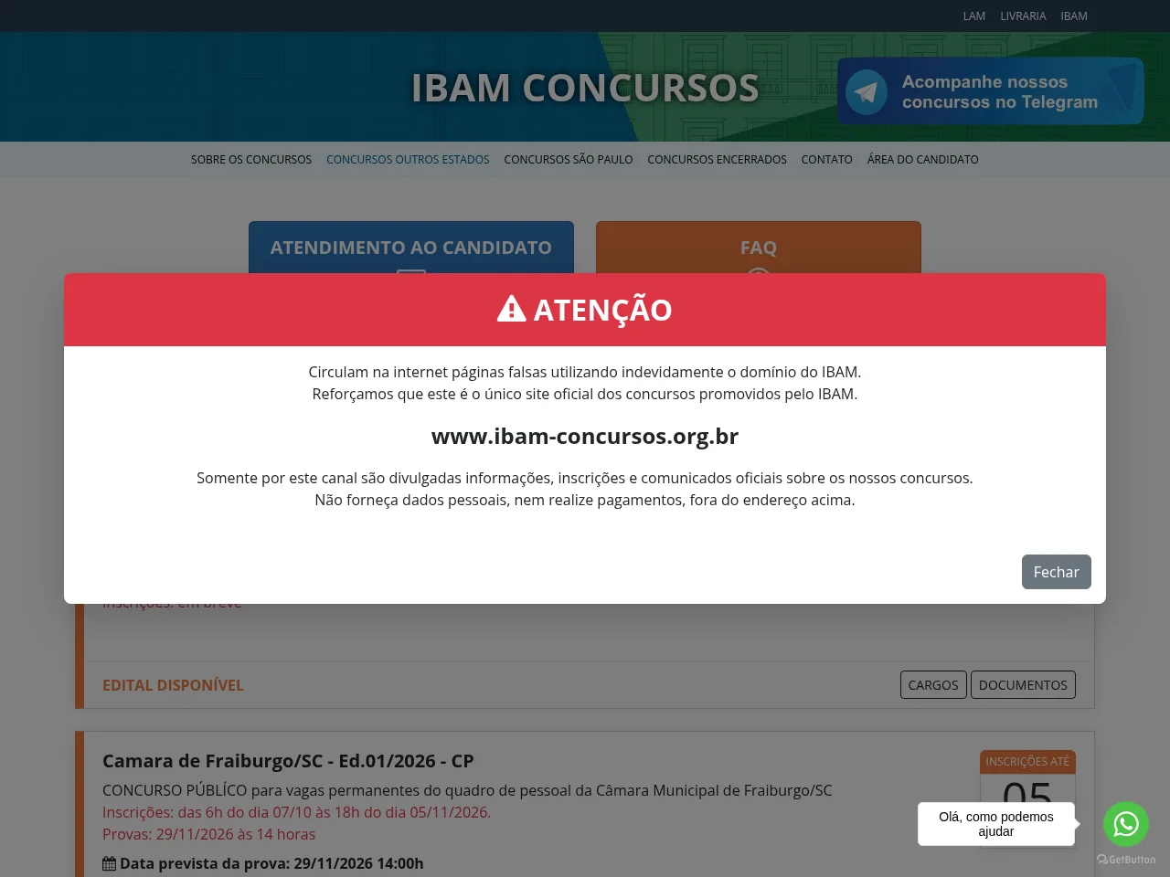 IBAM Concursos screenshot IBAM Concursos website screenshot
