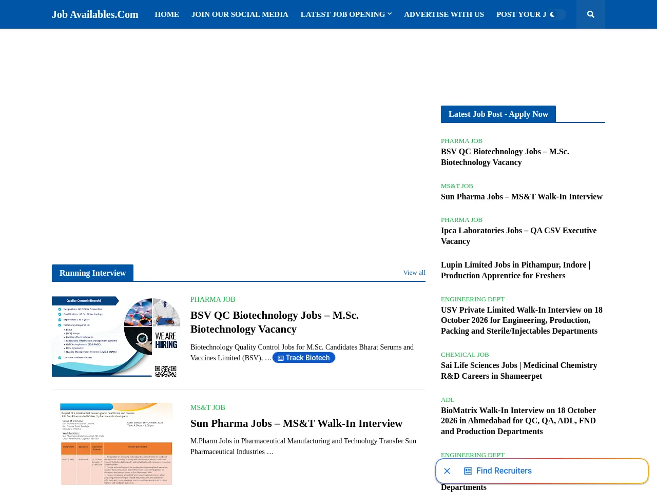 Job Availables website screenshot