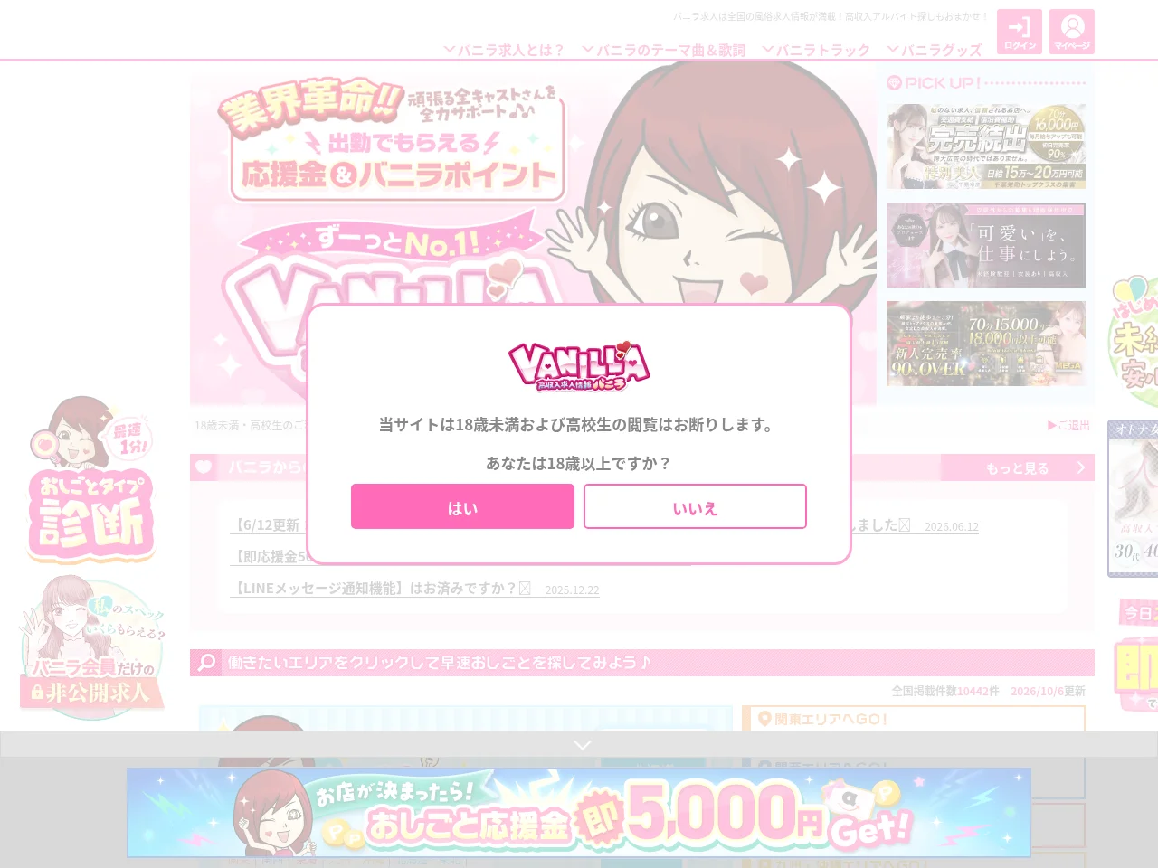 バニラ求人 (Vanilla Kyujin) screenshot バニラ求人 (Vanilla Kyujin) website screenshot