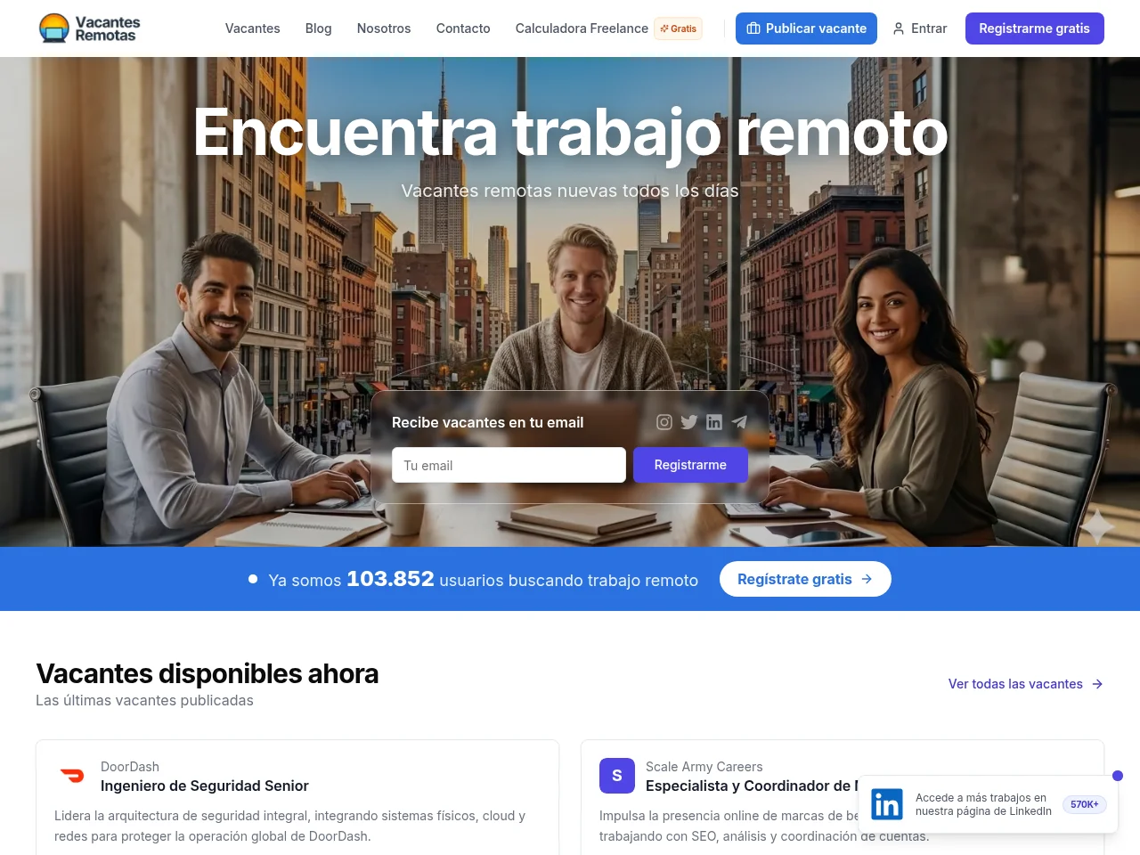 Vacantes Remotas screenshot Vacantes Remotas website screenshot