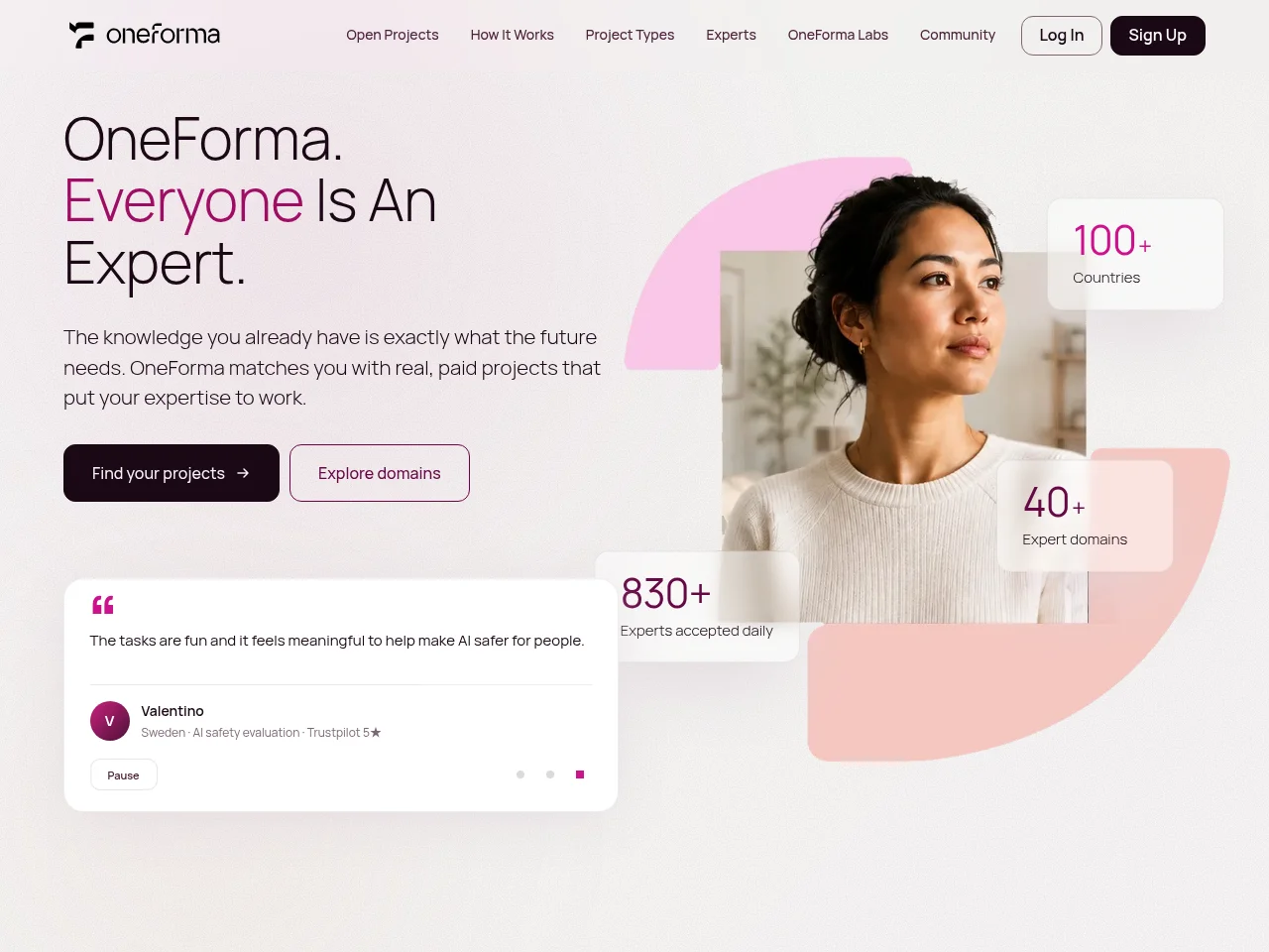 OneForma website screenshot
