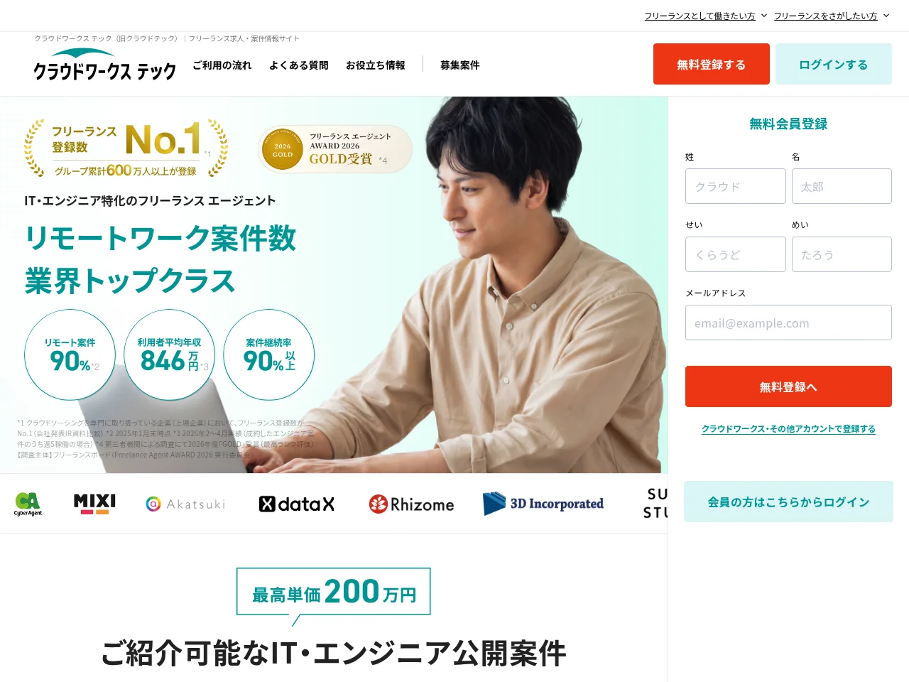 クラウドワークス テック website screenshot