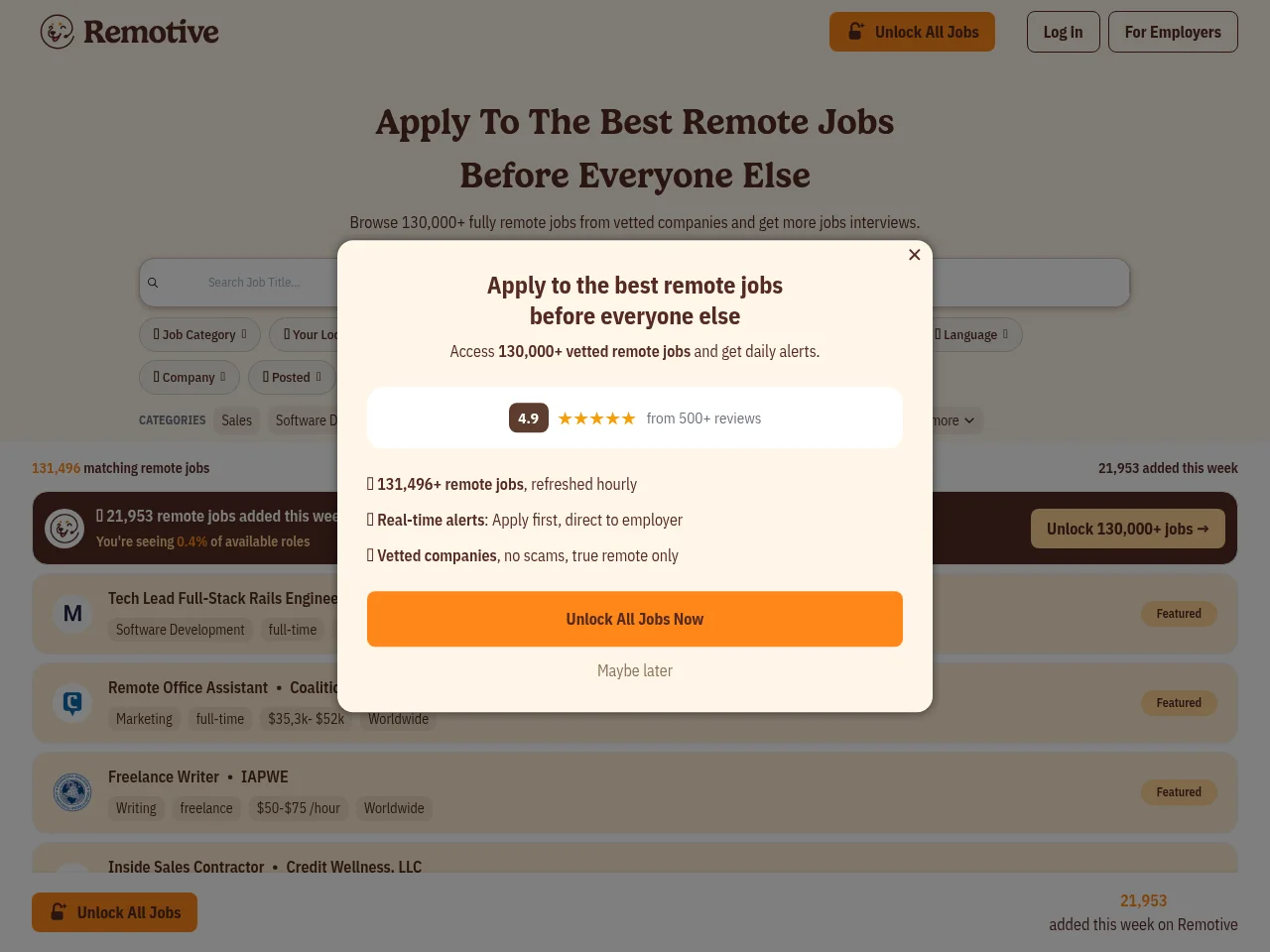 Remotive screenshot Remotive website screenshot