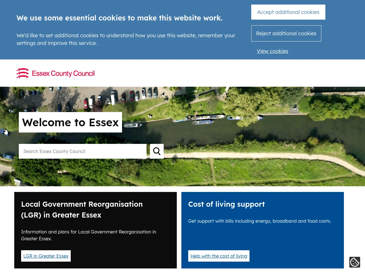 Essex County Council screenshot Essex County Council website screenshot