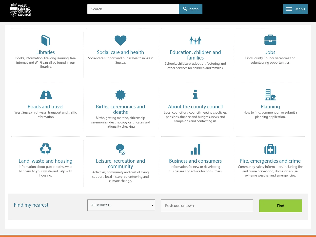 West Sussex County Council screenshot West Sussex County Council website screenshot