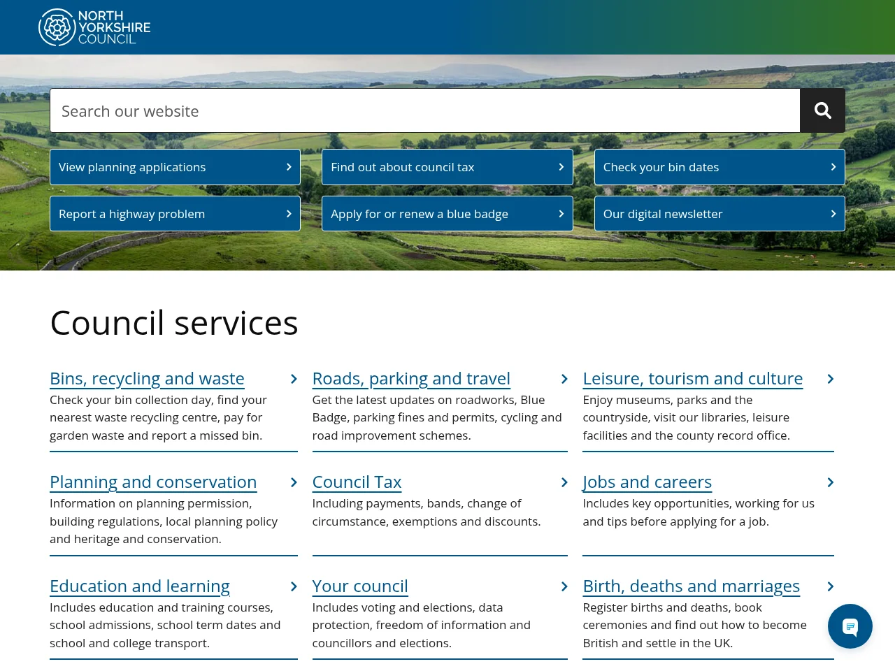 North Yorkshire Council website screenshot
