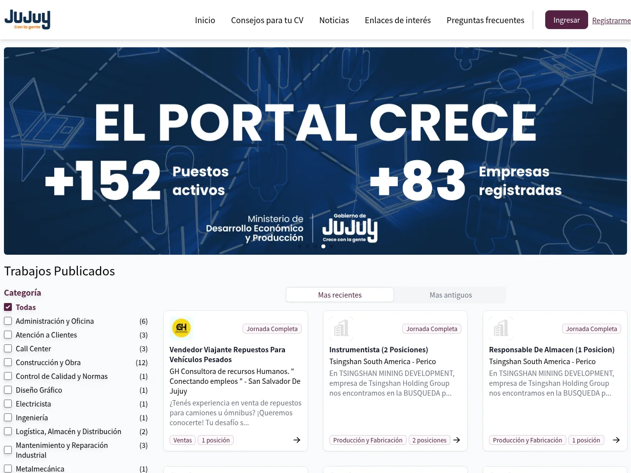 Portal de Empleo de Jujuy website screenshot
