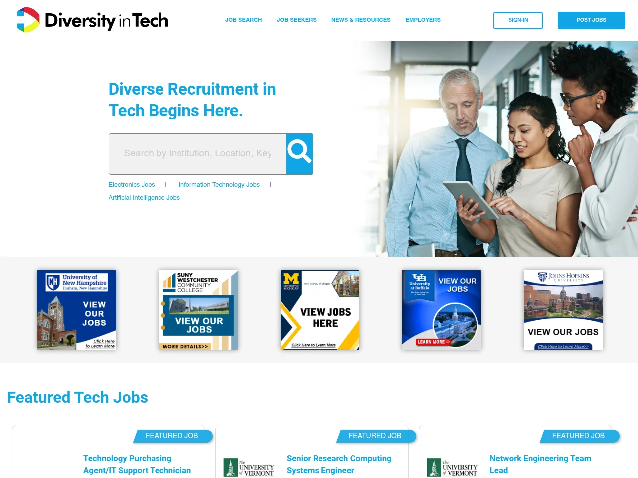 DiversityInTech website screenshot