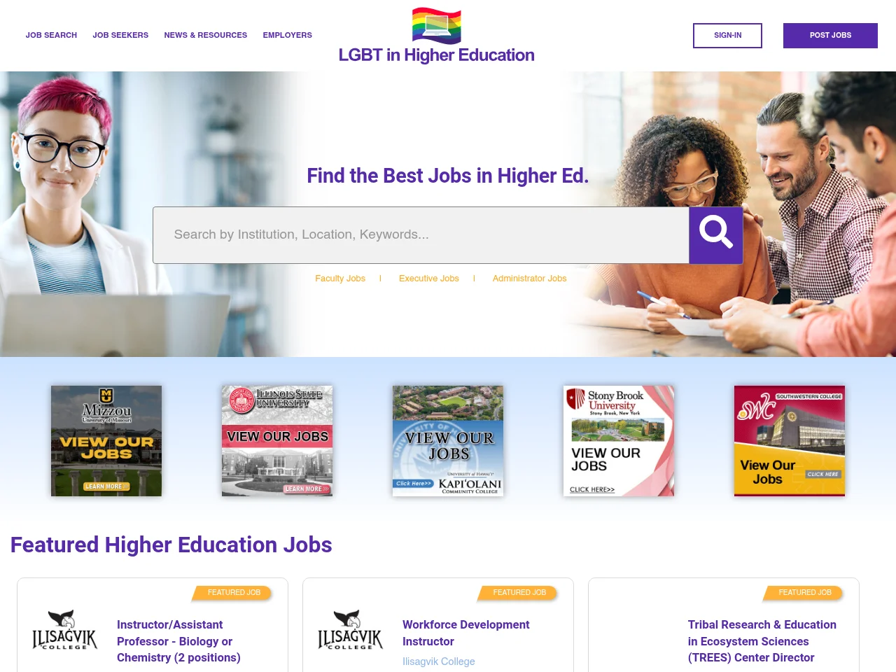 LGBTInHigherEducation website screenshot