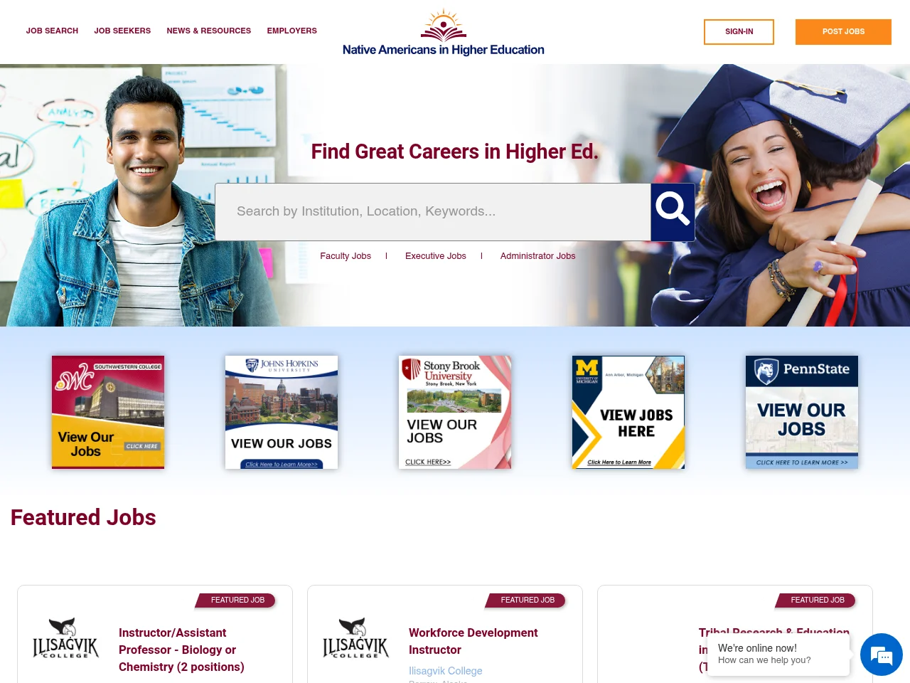Native Americans in Higher Education screenshot Native Americans in Higher Education website screenshot
