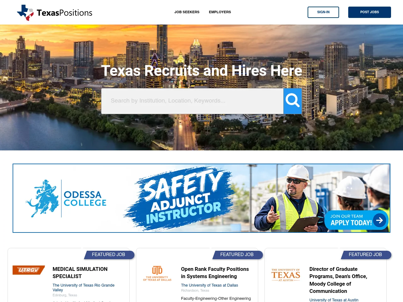 Texas Positions website screenshot