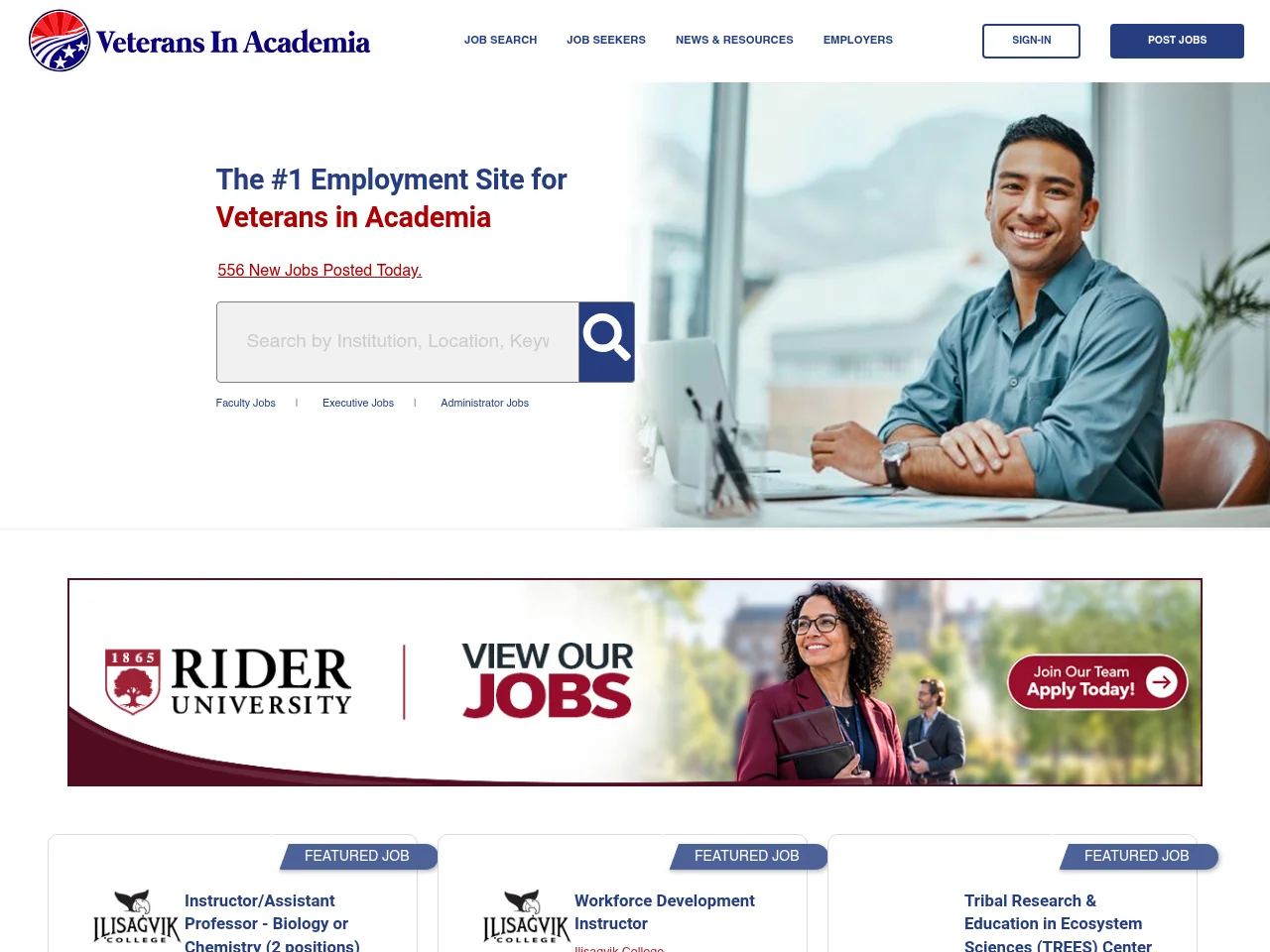 Veterans In Academia website screenshot