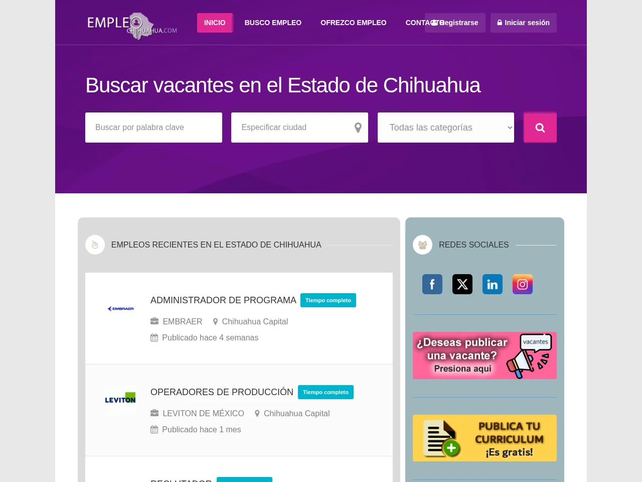 EmpleoChihuahua website screenshot