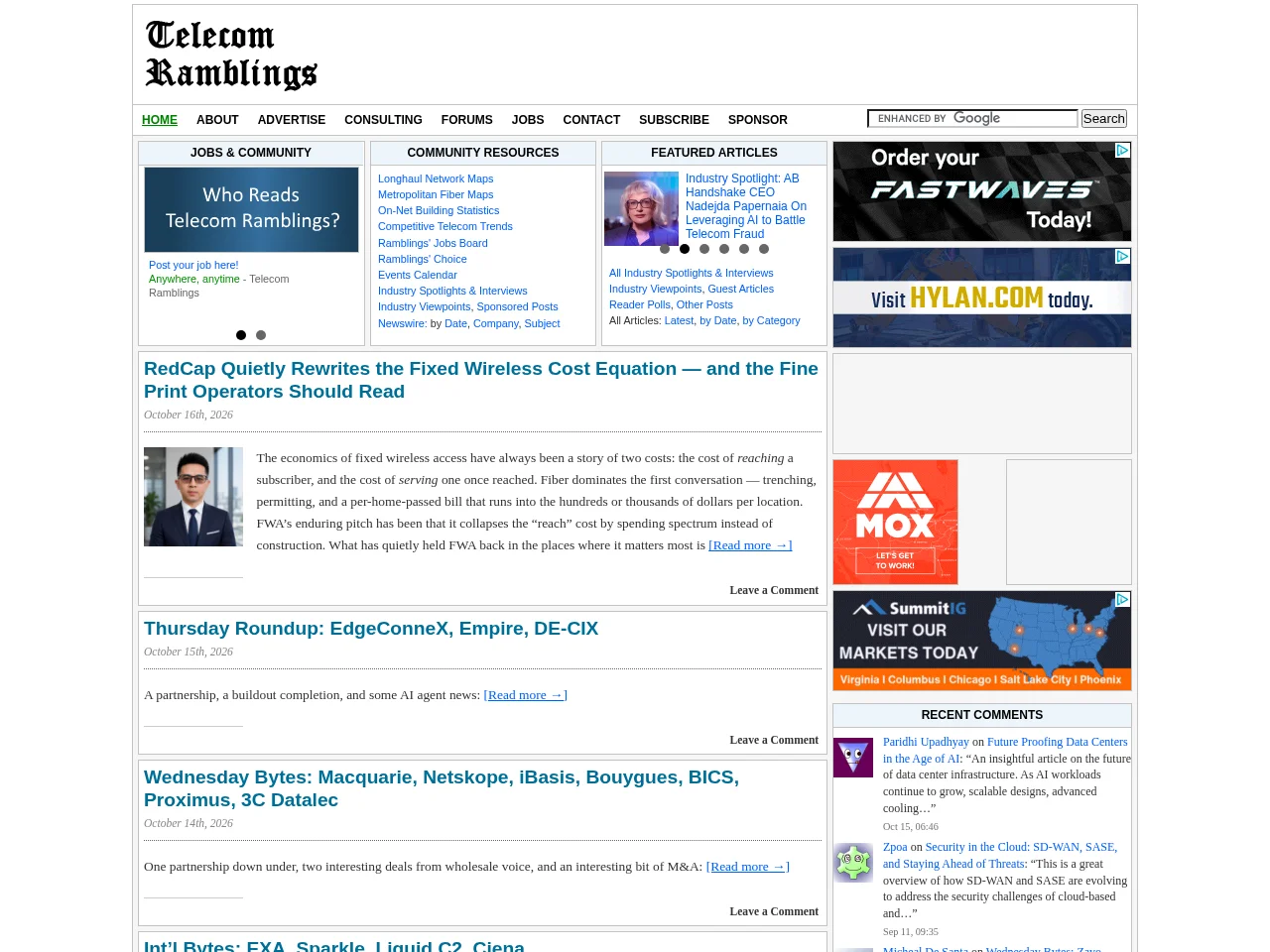 Telecom Ramblings Jobs Board website screenshot