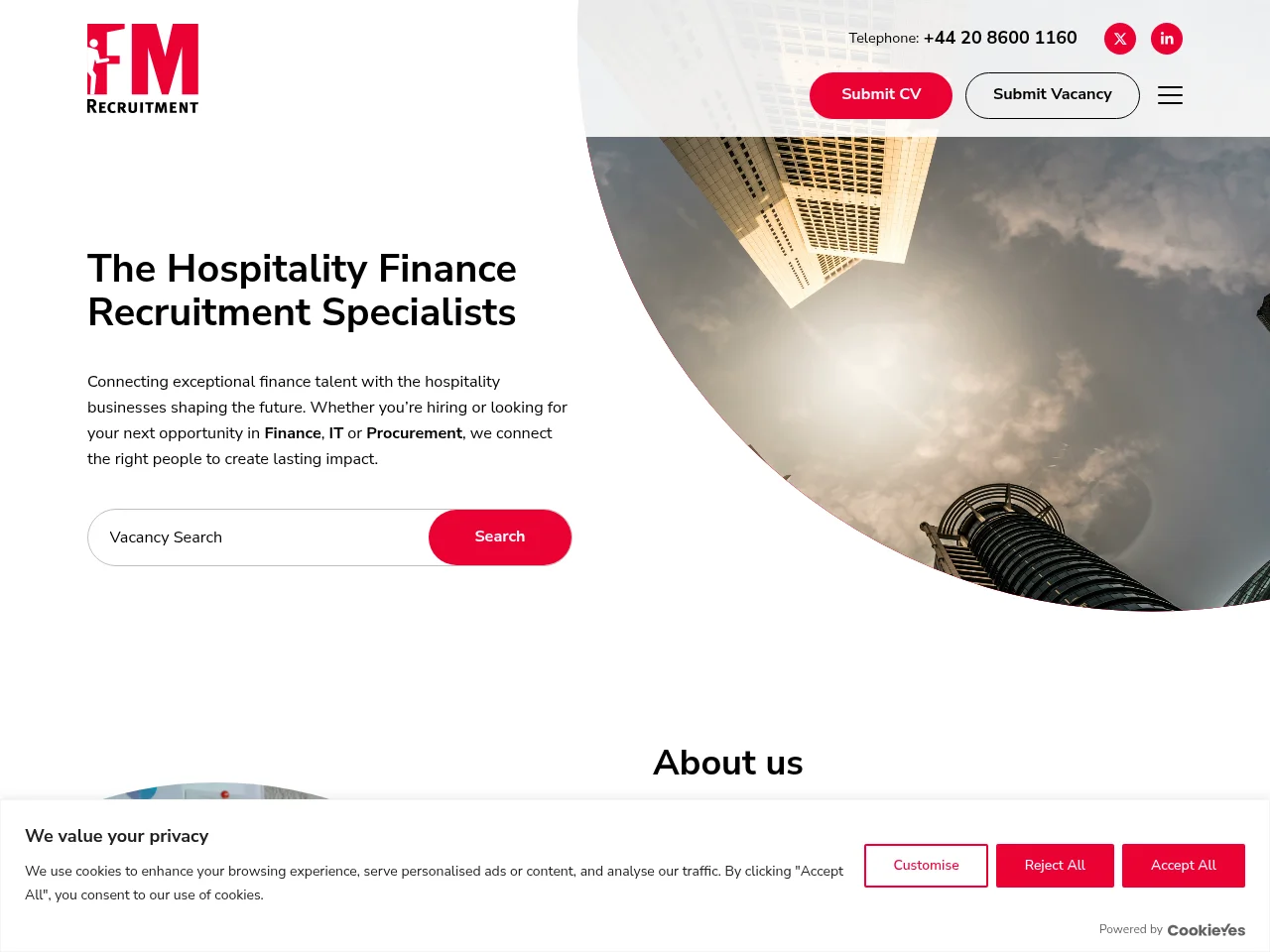 FM Recruitment website screenshot