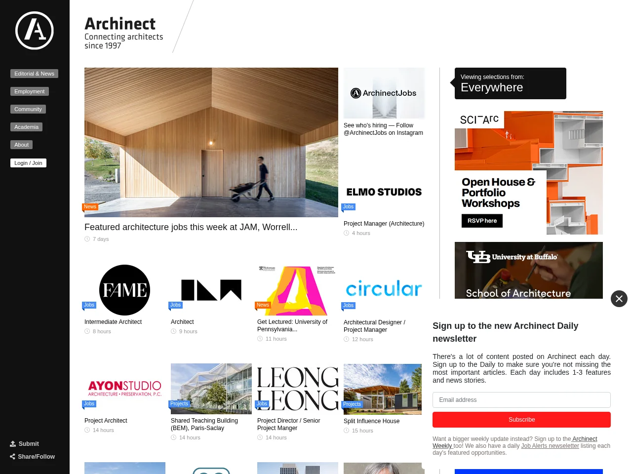Archinect website screenshot