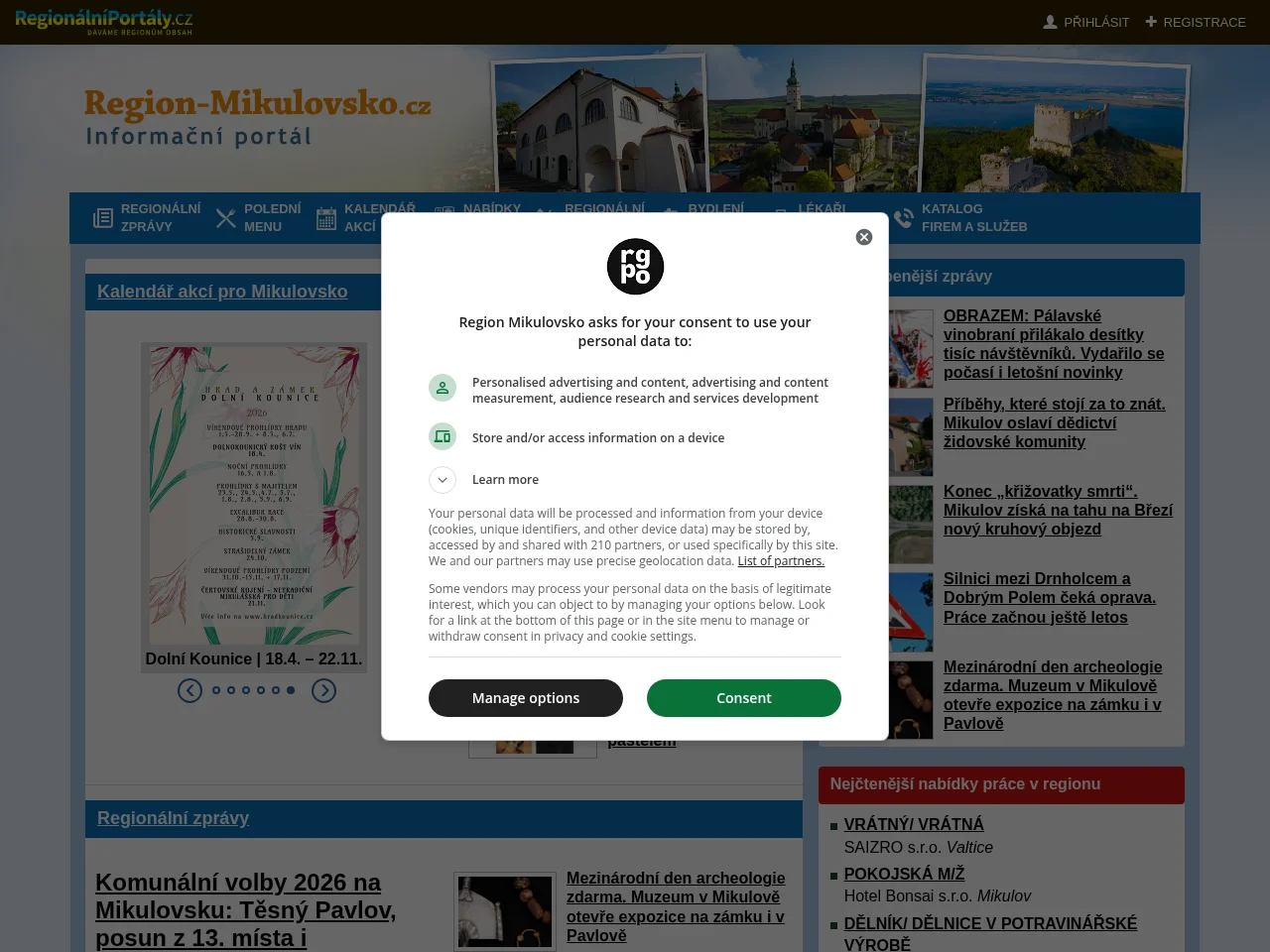 Region-Mikulovsko screenshot Region-Mikulovsko website screenshot