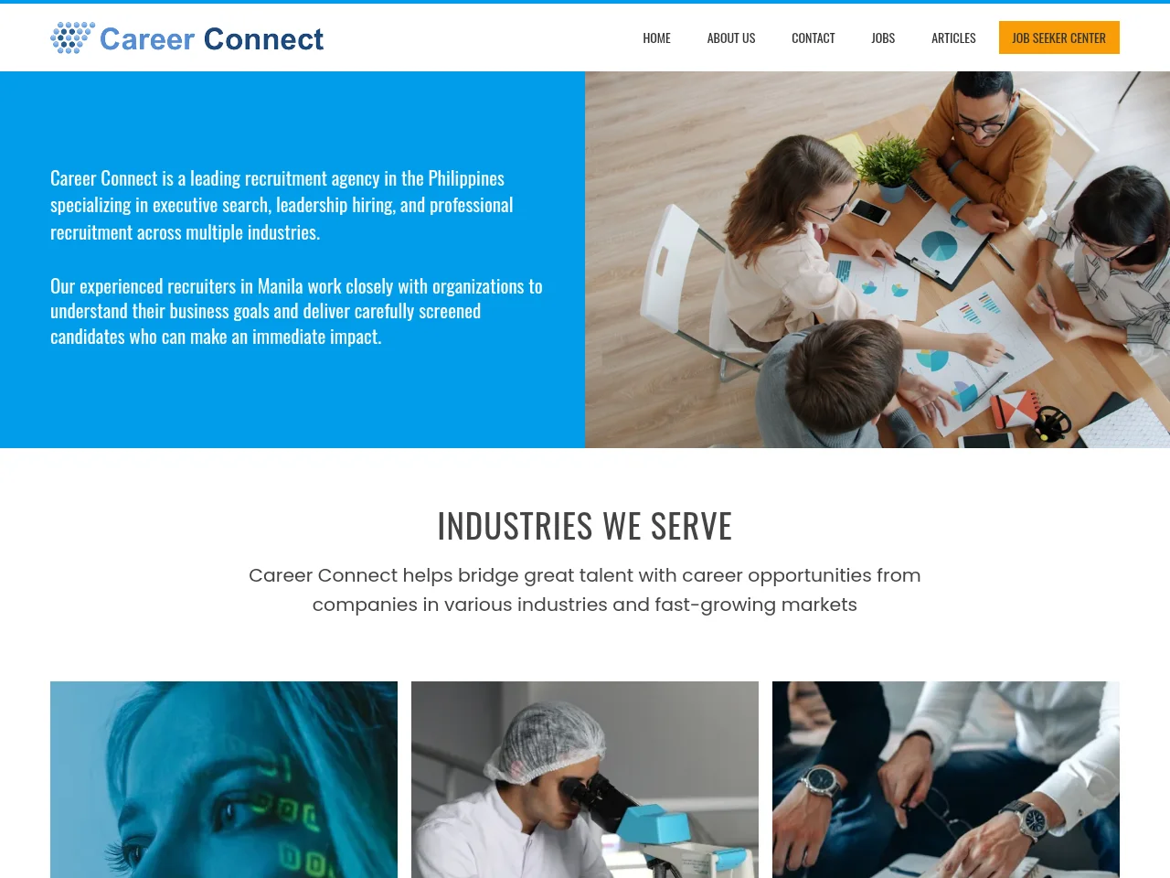 Career Connect website screenshot