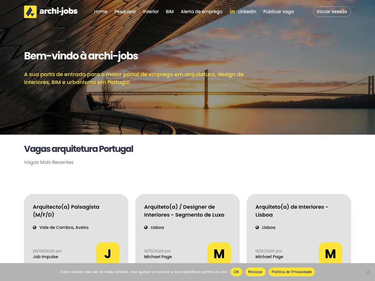 ARCHI-JOBS website screenshot