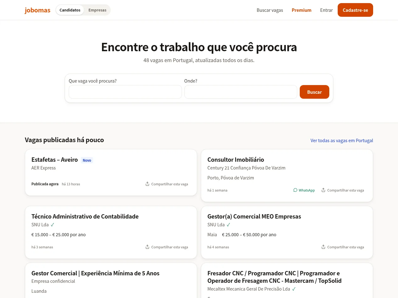 Jobomas Portugal website screenshot