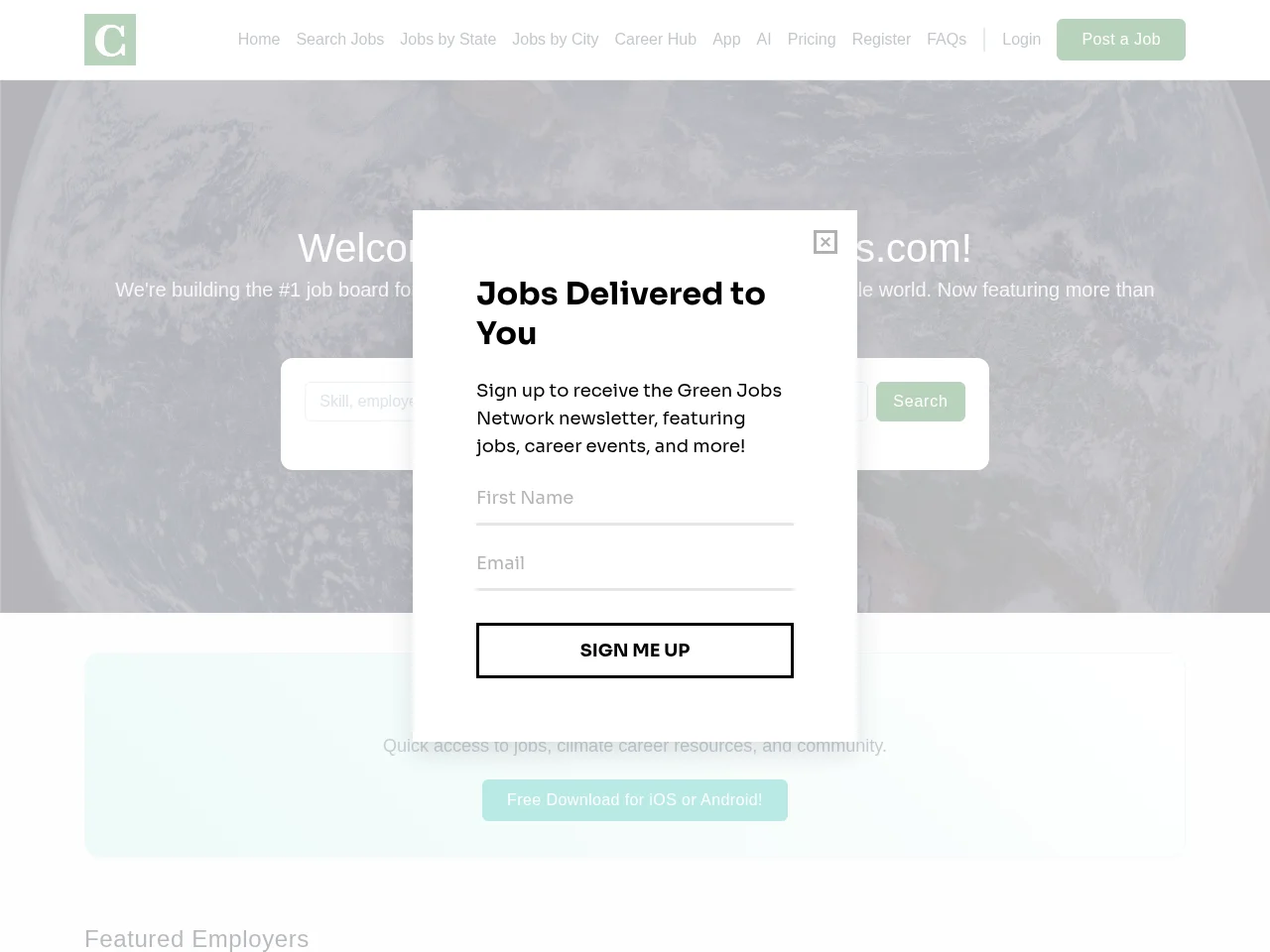 Climate Change Jobs website screenshot