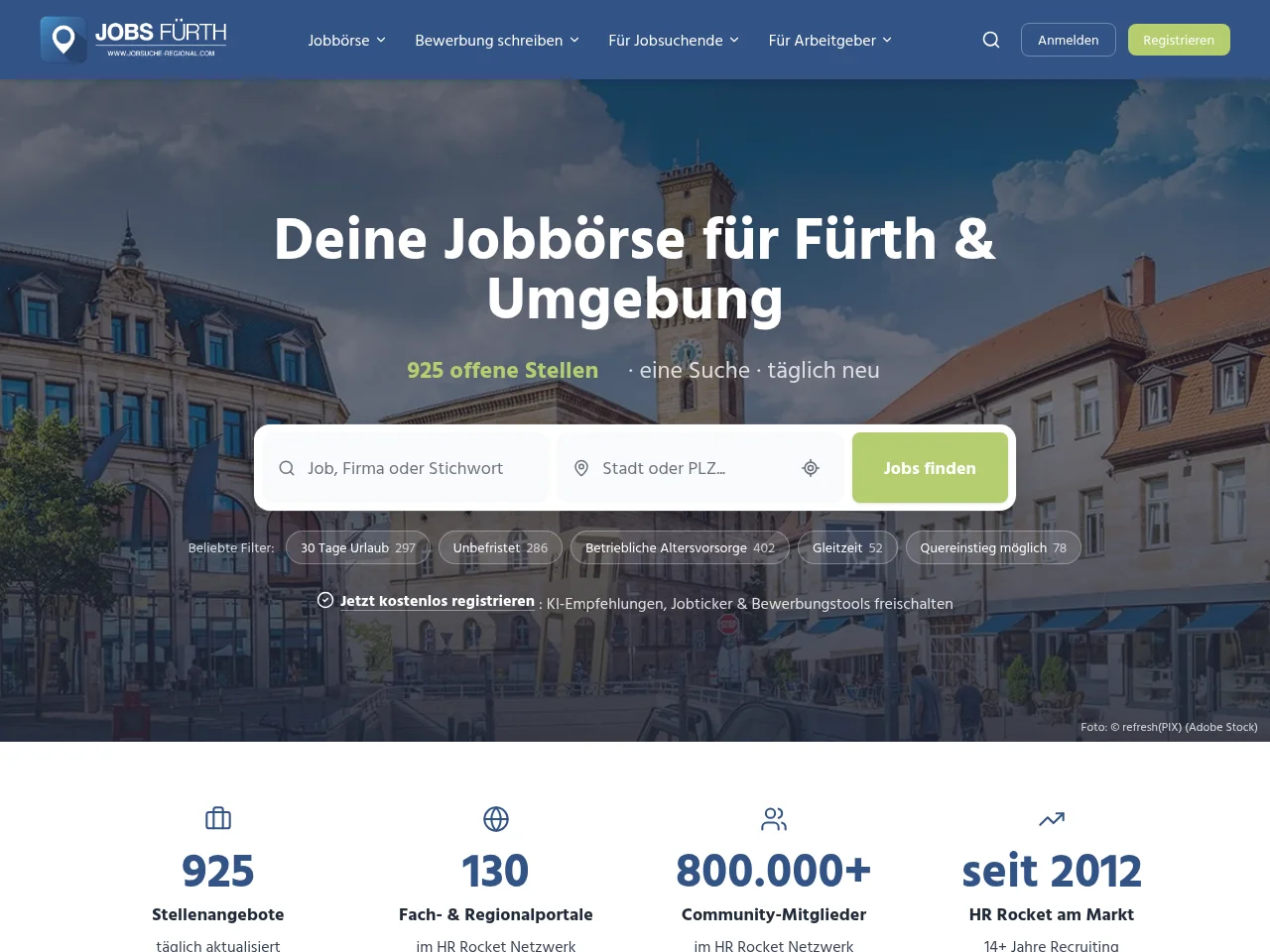 Jobs Fürth website screenshot