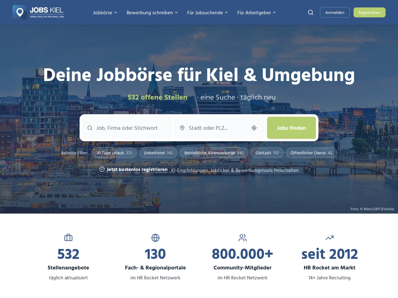 Jobs Kiel website screenshot
