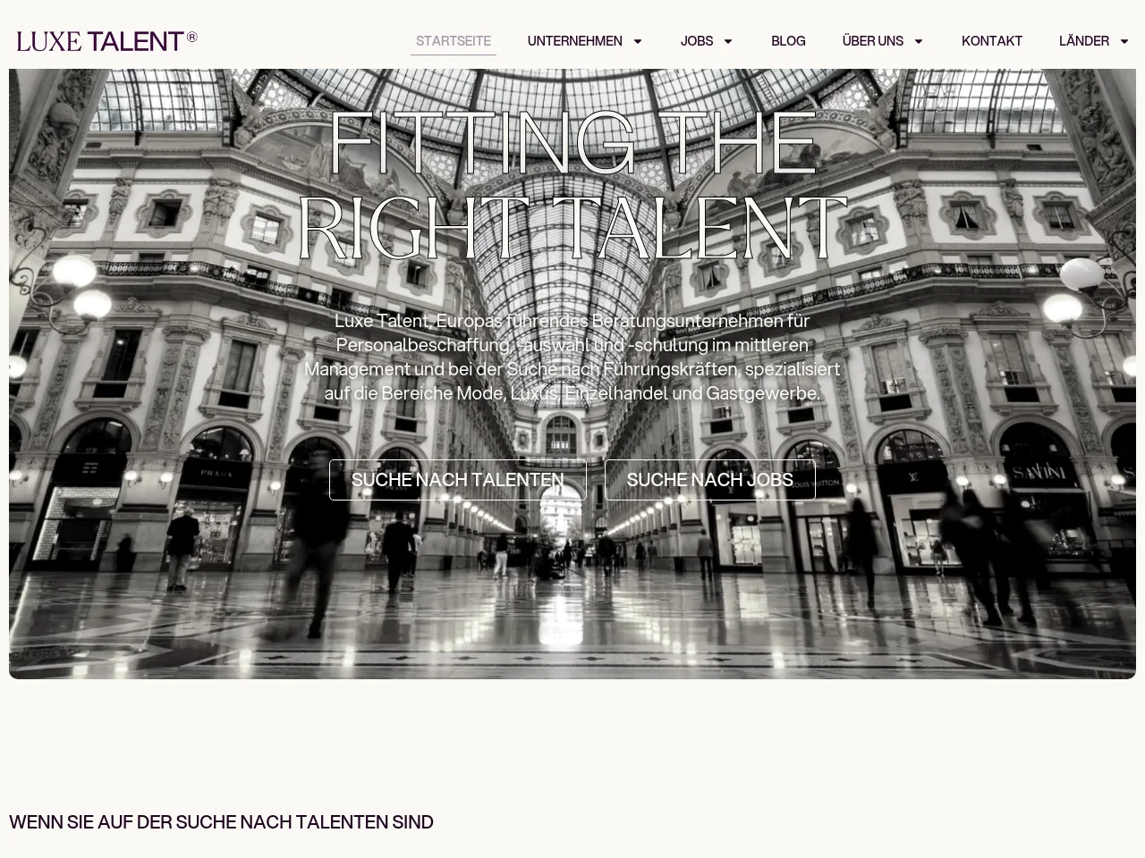 Luxe Talent website screenshot