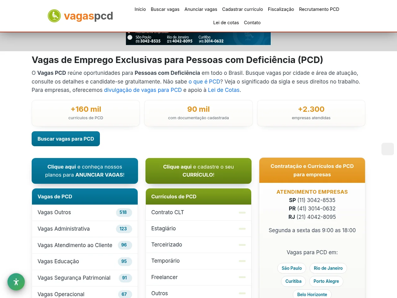 Vagas PCD screenshot Vagas PCD website screenshot