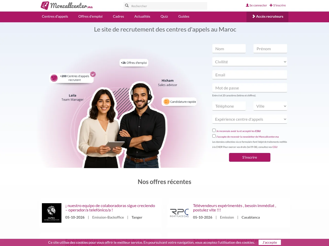 Moncallcenter website screenshot