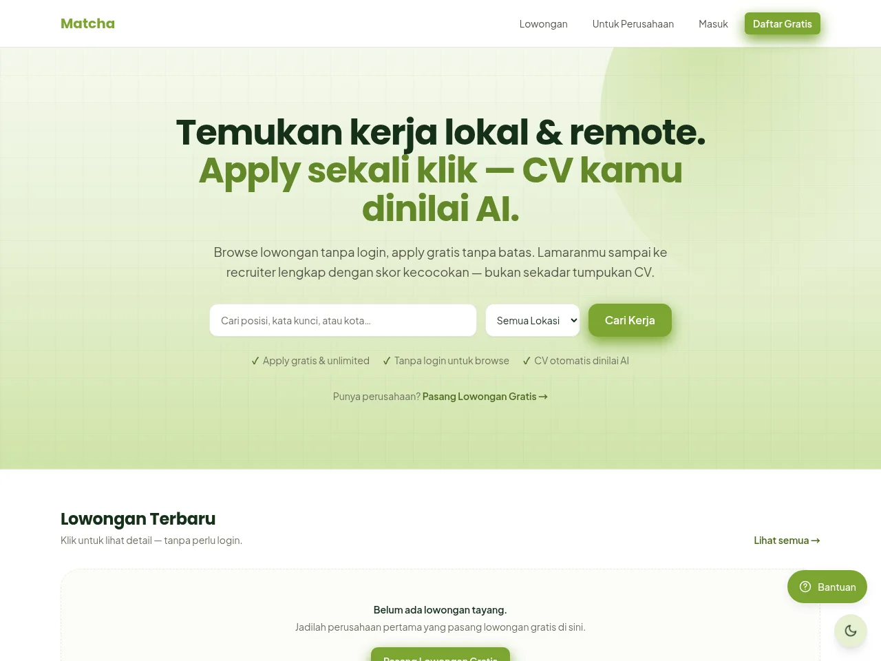Matcha website screenshot