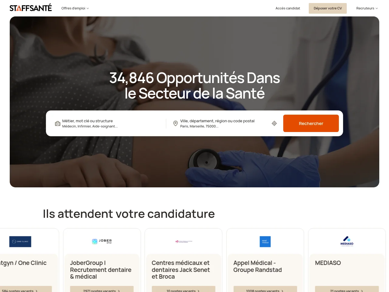 Staffsanté website screenshot