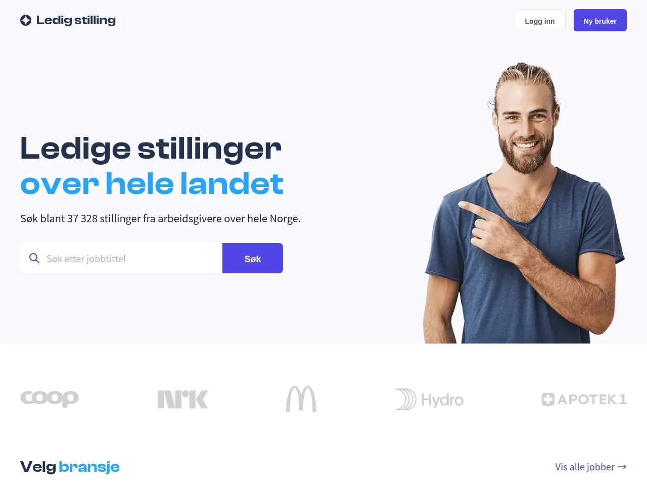 Ledigstilling website screenshot