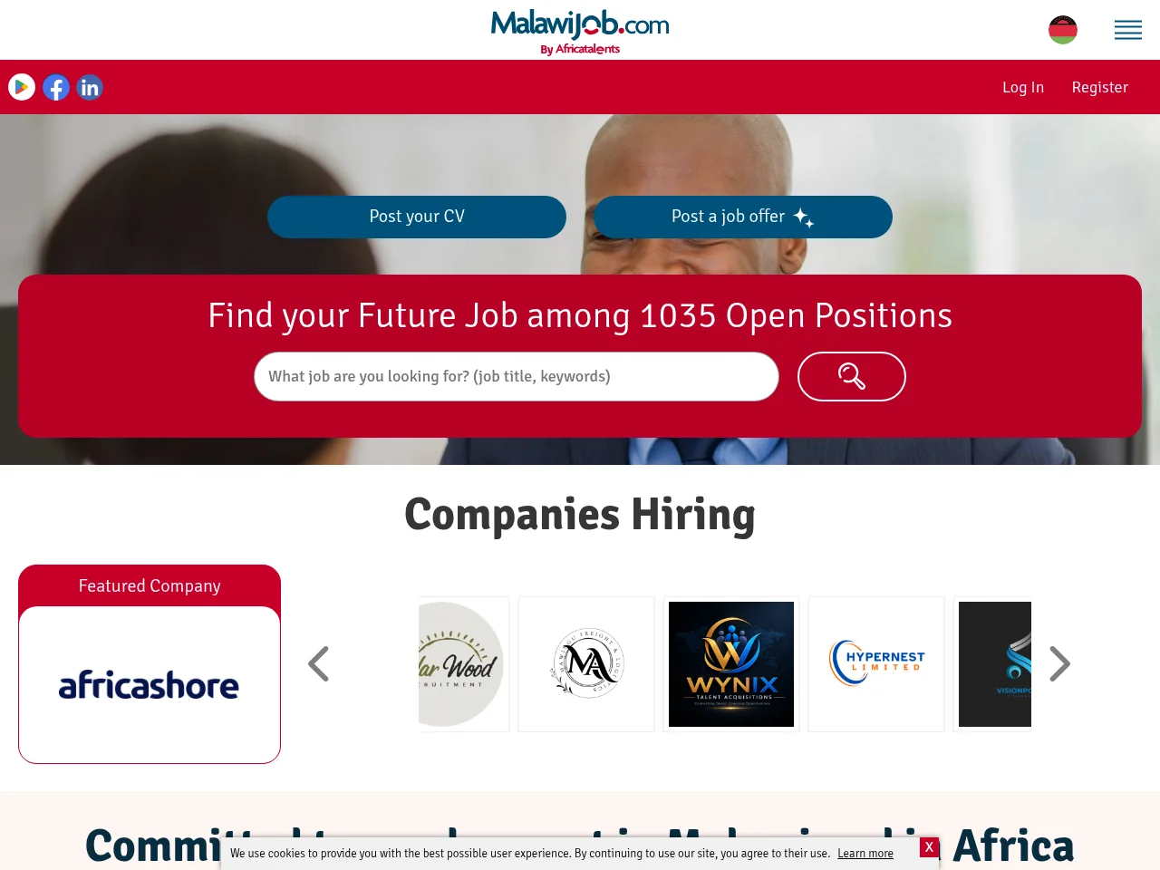 Malawijob website screenshot